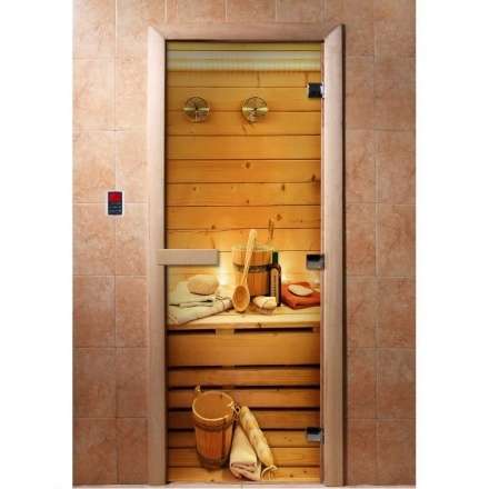 Дверь для сауны Doorwood с фотопечатью A033 1900x700 в Витебске