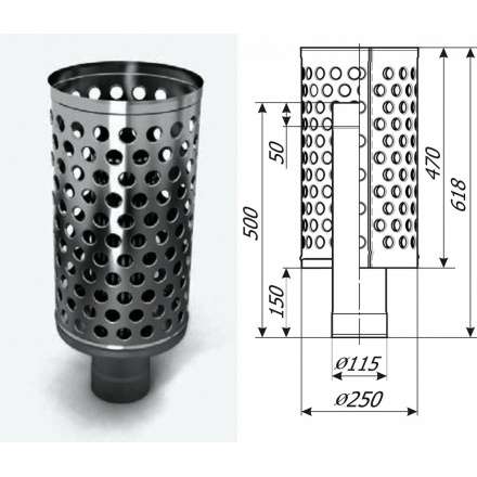 Каменка натрубная ДИЗЕЛЬ, ф115, 1/0,5мм, нерж/нерж в Витебске