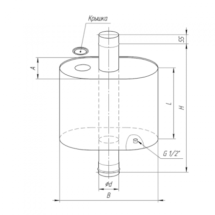 Бак Ferrum Комфорт эллиптический с трубой 60 л в Витебске