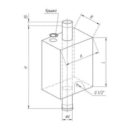 Бак Ferrum Комфорт прямоугольный на трубе 55 л в Витебске