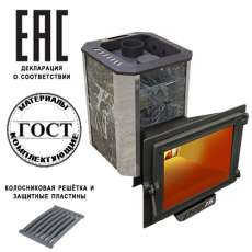 Печь Пегас 16 панорама в камне змеевик в Витебске