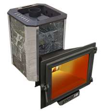 Печь Пегас 16 панорама в камне змеевик Амазонка бай фото в Витебске