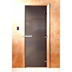 Дверь для сауны Doorwood Сумерки Графит прозрачный 1800x700 (стекло 8 мм, 3 петли) в Витебске