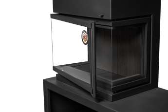 Камин МАДРИД на дровнике Гигант слева черный\белый шамот в Витебске