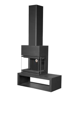 Камин МАДРИД на дровнике Гигант слева черный\белый шамот в Витебске