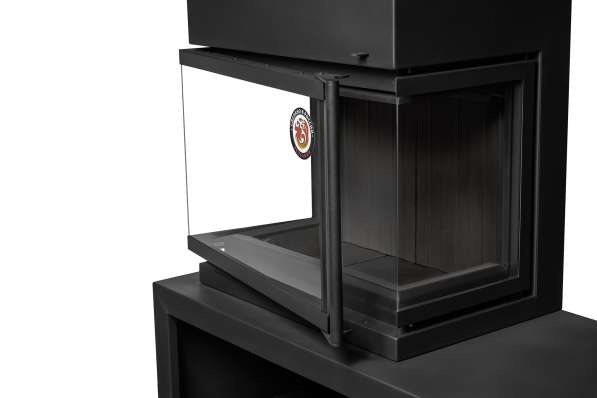 Камин МАДРИД на дровнике Гигант слева черный\белый шамот в Витебске