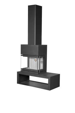 Камин МАДРИД на дровнике Гигант слева черный\белый шамот в Витебске
