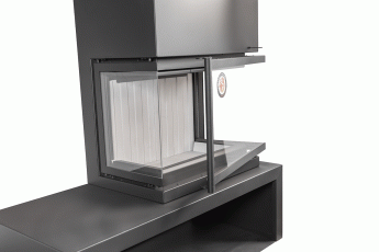 Камин МАДРИД на дровнике Гигант справа черный\белый шамот в Витебске