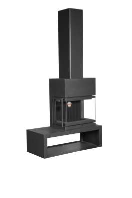 Камин МАДРИД на дровнике Гигант справа черный\белый шамот в Витебске