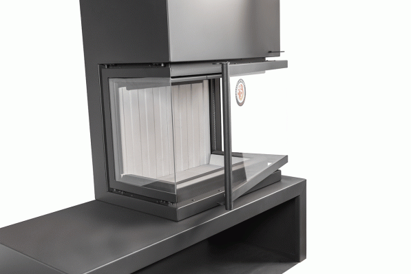 Камин МАДРИД на дровнике Гигант справа черный\белый шамот в Витебске