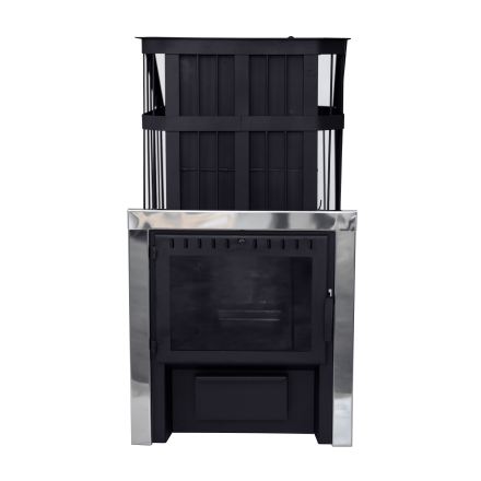 Печь банная Сибирь-24 c закрытой каменкой, панорамная дверца в Витебске