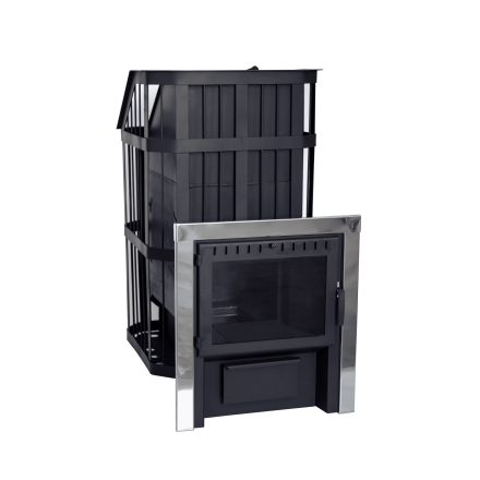 Печь банная Сибирь-24 c закрытой каменкой, панорамная дверца в Витебске