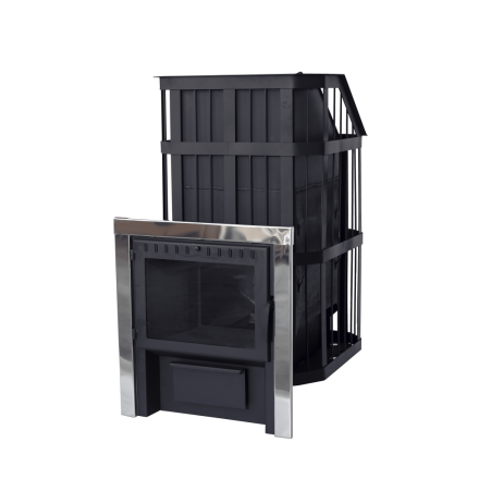 Печь банная Сибирь-24 c закрытой каменкой, панорамная дверца Амазонка бай фото в Витебске