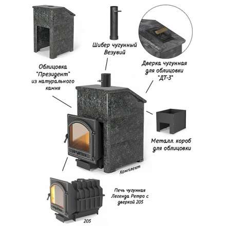 Комплект Президент Везувий Легенда Ретро 205 Пироксенит в Витебске