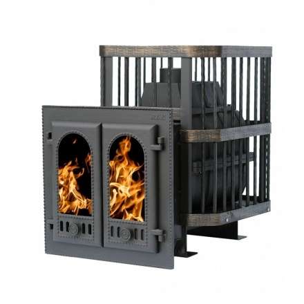 Печь банная Сибирь-24 с двухстворчатой каминной дверцей Амазонка бай фото в Витебске