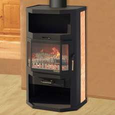 Недорогая отопительная печь-камин со стеклом Мета-Бел Ангара фото в интерьере в Витебске