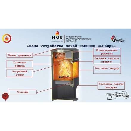 Стальной популярный камин с дровницей Сибирь 12 фото в Витебске