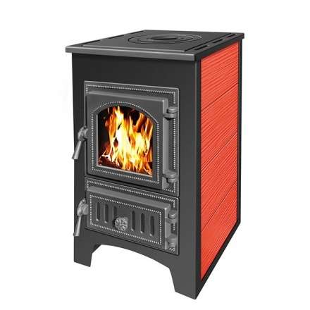 Печь-камин Везувий ПК-01 (270) с плитой  красная 9 кВт Амазонка бай фото в Витебске