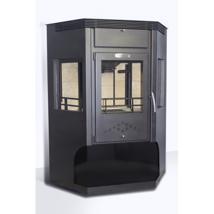 Стальная печь-камин Сибирь 15 с дровницей фото в Витебске