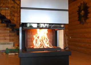 Стальной большой камин Родос 800 черный фото в Витебске