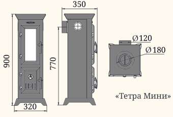 Отопительная печь Термофор Статика Тетра Мини, чёрная бронза фото в Витебске