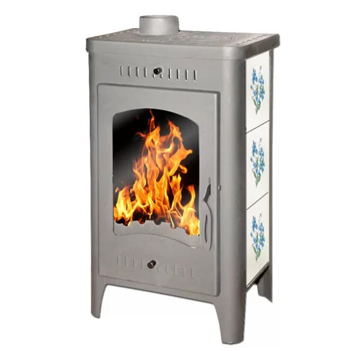 Стальной камин со стеклом Бавария Оптима Незабудка с плитой фото в Витебске