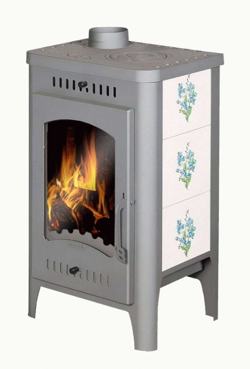 Печь-камин Бавария Оптима Незабудка с плитой фото в Витебске