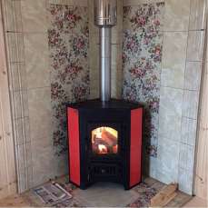 Купить Печь-камин Везувий ПК-01 (220) угловой красный 9 кВт в Витебске в Витебске