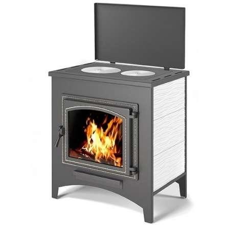 Печь-камин Везувий ПК-04 (240) с плитой беж 12 кВт Амазонка бай фото в Витебске