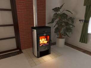 Стальной камин со стеклом Теплодар Танго фото в Витебске