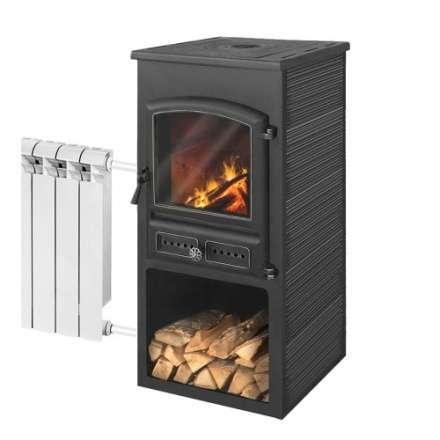 Печь-камин ЭТНА (БКД) с плитой и ТО Антрацит высокий купить в Витебске