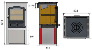 Стальной камин со стеклом ЭТНА (БКД) с плитой и теплообменником фото в Витебске