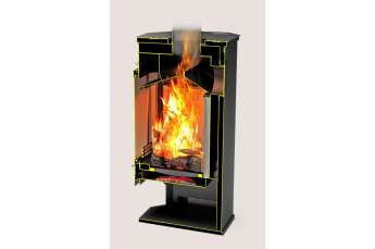Стальной недорогой камин с дровницей Теплодар Румба фото в Витебске
