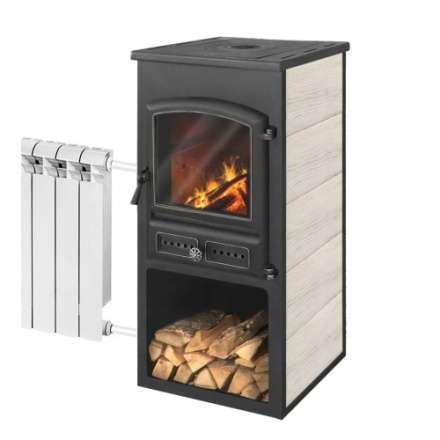 Печь-камин ЭТНА (БКД) с плитой и ТО Бежевый высокий купить в Витебске