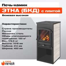 Стальной печь-камин ЭТНА (БКД) с плитой и ТО фото  в Витебске