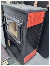 Стальной камин ЭТНА (Панорама) с плитой Антрацит" высокий фото в Витебске