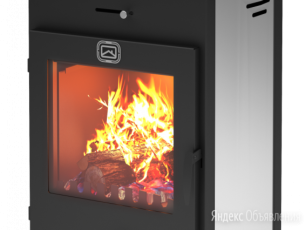 Стальной недорогой камин со стеклом и дровницей Теплодар Танго плюс фото в Витебске