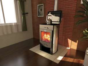 Стальной недорогой камин со стеклом Теплодар Танго плюс фото в Витебске