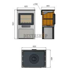 Стальная печь-камин со стеклом ЭТНА (Панорама) с плитой Амазонка бай фото в Витебске