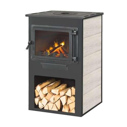 Печь-камин ЭТНА (Панорама) с плитой Амазонка бай фото в Витебске