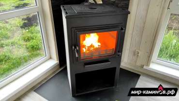 Недорогой печь-камин ЭТНА (Панорама) с плитой и ТО Антрацит" высокий фото в Витебске