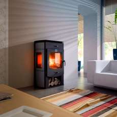 Стильный камин с тремя стеклами Теплодар Танго Трио фото в интерьере в Витебске