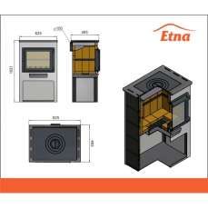 Печь-камин ЭТНА (Панорама) с плитой и теплообменником Амазонка бай фото в Витебске
