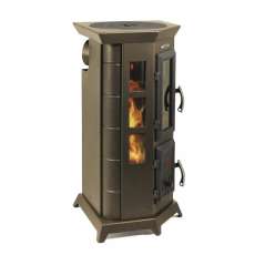 Отопительная недорогая печь Термофор Статика Квинта, чёрная бронза фото с боку в Витебске