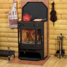 Печь-камин Бавария с плитой аква фото в Витебске