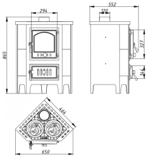 Печь-камин Бавария угловая чугун с плитой в Витебске