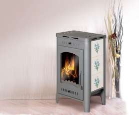 Печь-камин Бавария Оптима Незабудка со стеклом фото в Витебске