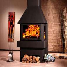 Печь-камин Бавария три стекла графит фото в интерьере в Витебске