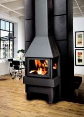 Недорогой камин Бавария 3 стекла чёрная фото в интерьере хай-тек в Витебске