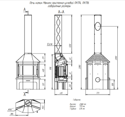 Стальной камин с шамотом Бавария Мюнхен графит фото схема в Витебске